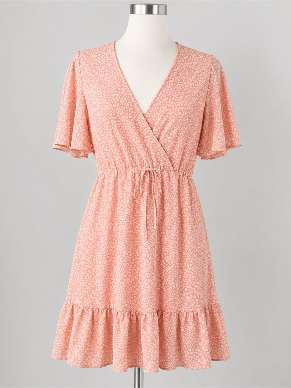 Kirundo Blush Pink Flutter Sleeve Dress | Size Medium | Ruffle Hem
